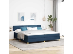 Vidaxl Cama Box Com Almofada Com Cabeceira Azul 200 X 200 Cm Tecido
