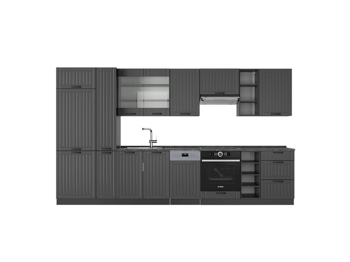 Cozinha Fame Line, 355cm Sem Pt, Cinza Escuro, Antracite, Vicco