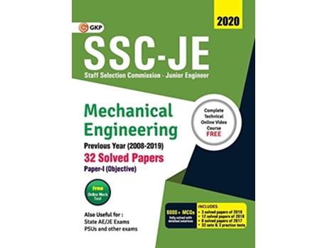Livro Ssc Je 2020 Mechanical Engineering - Previous Years Solved Papers De Gkp (inglês)