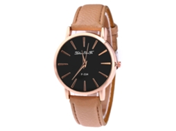 Relógio masculino Zhoulianfa F334-ma-10 em couro PU, moderno e casual, com mecanismo de quartzo, marrom claro.