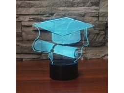 Luminária Noturna Decorativa 3d Led Criativa com Base Preta em Formato de Boné Solteiro, Versão com Controle Remoto e 16 Cores BRILVIBERA