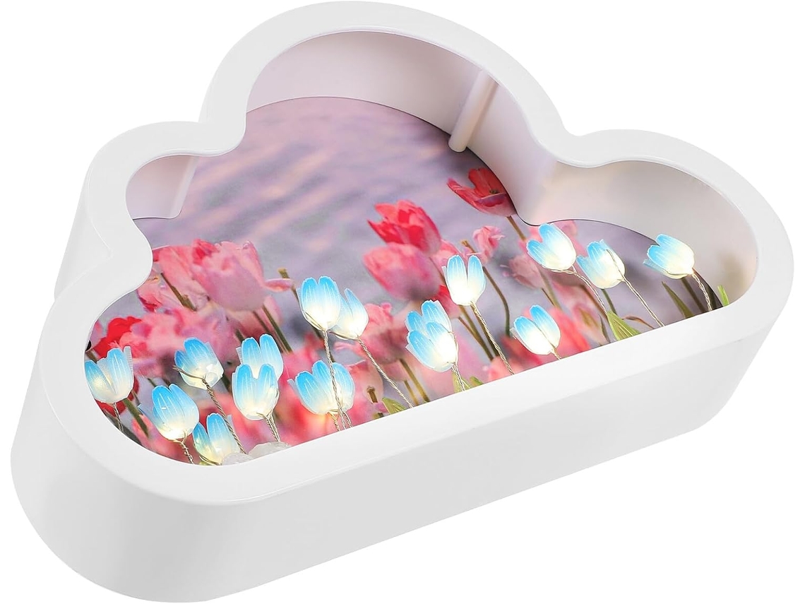 Luminária Noturna Tulipa Inoomp, Espelho Nuvem Inacabado Para Quarto,