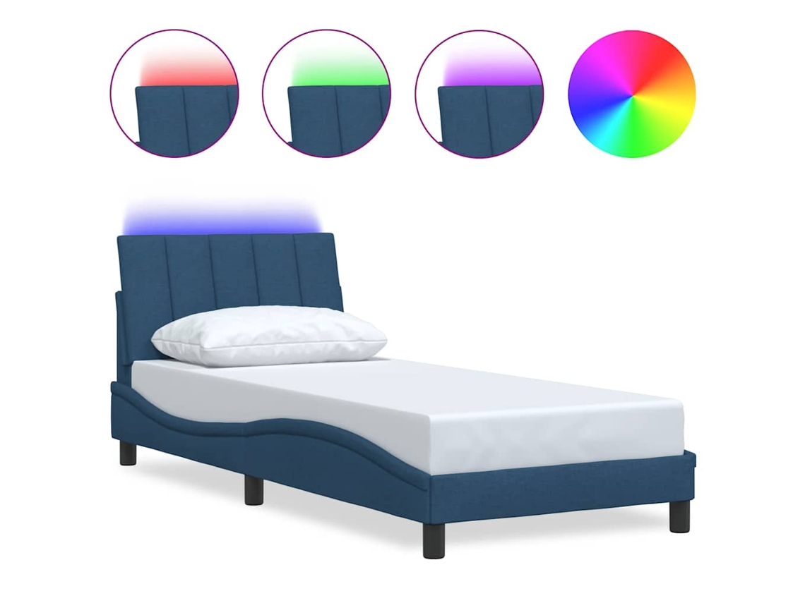Bed Frame, Bed Frames Vidaxl Azul Tecido (90 X 190 Cm)