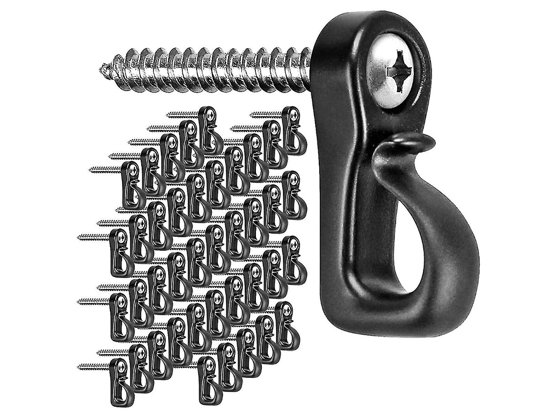 Omni 40 Ganchos Q hanger, Ganchos para Luces Navideñas Con Tornillo para Garaje Exterior, Luces Led Fairy Release Wire Negro