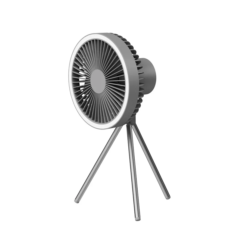 Ventilador Multifuncional Para Camping, Uso Externo, Tripé, Alto Fluxo De Ar E Portátil (cinza Escuro, 10000 Mah).