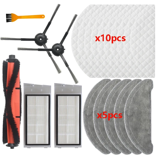 Peças De Reposição Para O Aspirador Robô Roidmi Eve Plus Sdj01rm: Pano De Limpeza, Filtro Hepa, Escova Principal, Escova Lateral E Saco De Pó