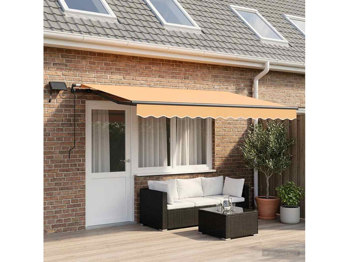 Vidaxl Toldo Retrátil Areia 500 × 300 Cm Tecido E Alumínio
