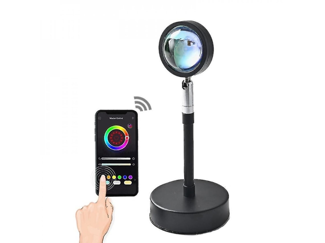 Projetor Led Rgb Pôr Do Sol Com 16 Cores, App E Comando