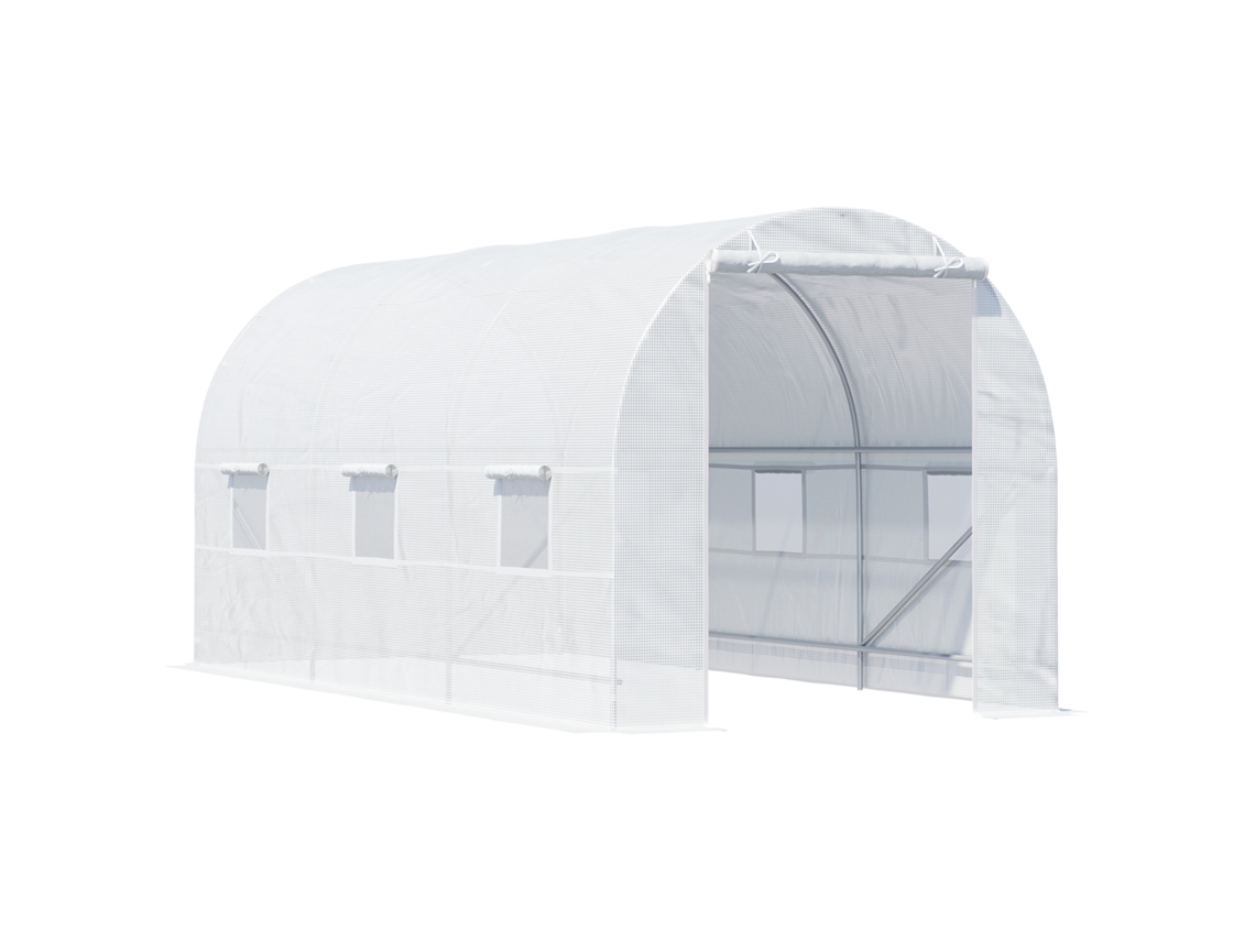 TÚNEL de estufa de 9m², 4,45l x 2w x 2h, estrutura reforçada, 6 janelas, branco S/MARCA