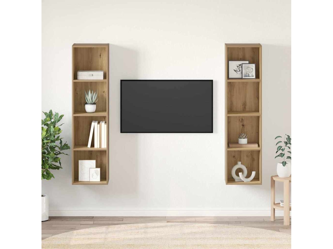 Vidaxl Conjunto De Móvel De Tv 2 Unid. Castanho Derivados De Madeira