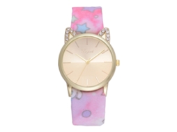 Relógio de Pulso Feminino de Moda com Pulseira de Tecido Padrão Cute Quartz Lvpai Rosa