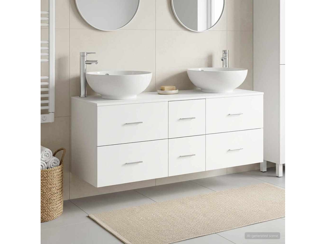 Vidaxl Conjunto De Móveis Para Banheiro 3 Unid. Branco