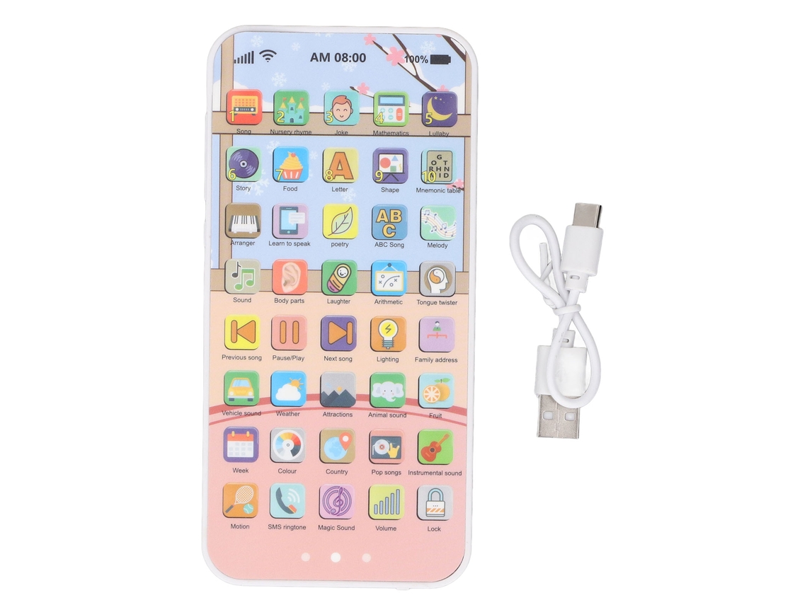 Brinquedo Educativo Interativo Telefone Com Tela Sensível Ao Toque 40 Botões Recarregável Coelho Rosa