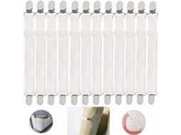 Lurelia Fivelas Para Lençol 12 Peças Branco Ajustável Elástico Seguro Fibra Elástica Colcha Colchão Cobertor