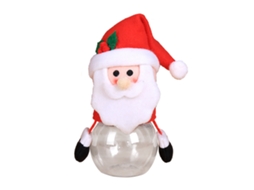 Laxiscreed Pote De Açúcar De Natal Em Plástico Transparente Com Decorações De Pai Natal, Boneco De Neve E Rena