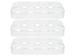 3 Peças de Porta ovos com 8 Espaços, Prateleira de Armazenamento para Geladeira, Rack de Ovos para Nevera 2x8,5x17,5cm