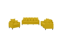 Maison Exclusive - 3 Pcs Conjunto De Sofás Com Almofadões Veludo Amarelo