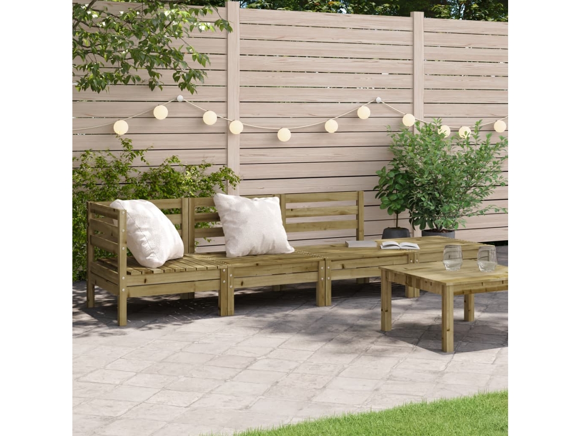 Sofá De 4 Lugares Para Jardim Madeira De Pinho Impregnada Dkd Home Decor