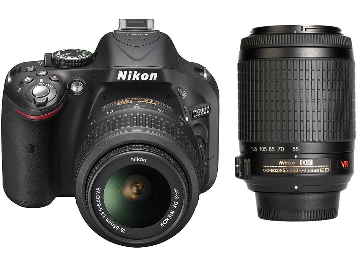 Máquina fotográfica Reflex NIKON D5200 + 18-55MM VR + 55-200MM VR