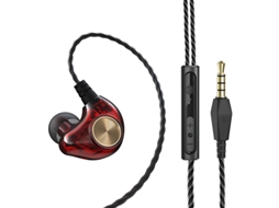 Fones de Ouvido com Fio, Graves Profundos, Estéreo, com Cancelamento de Ruído e Microfone. MDUG (vermelho)