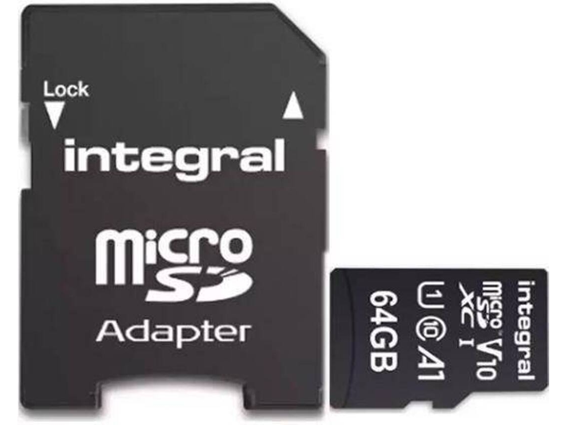 Cartão de memória INTEGRAL V10 - INMSDX64G-100V10 (64 GB, Classe 10 - UHS-1)