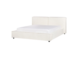 Cama Beliani Linards De Tela Blanco 210x242x94