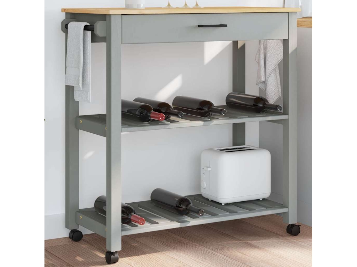 Vidaxl Carrinho De Cozinha Monza 84x40x88,5 Cm Madeira De Pinho Maciça