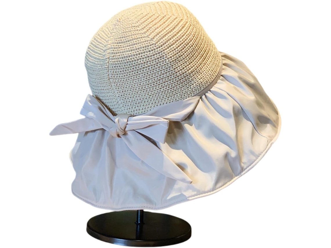 Chapéu de Sol Feminino Palha Vazada para Praia, Aba Larga, Proteção Solar o Rosto, Ideal Verão, Respirável