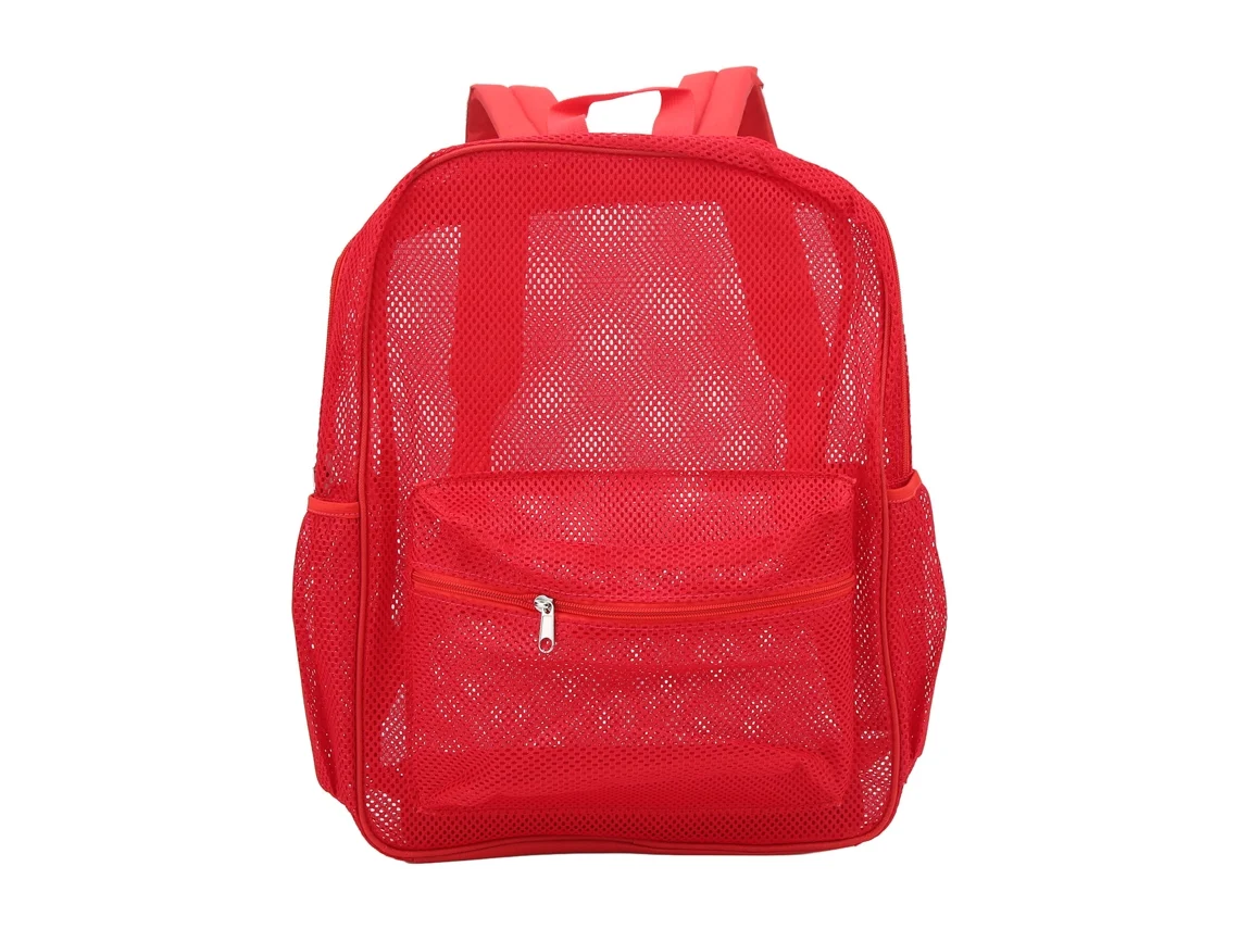 Mochila Malha Resistente Leve Grande Capacidade Lavável Vermelha