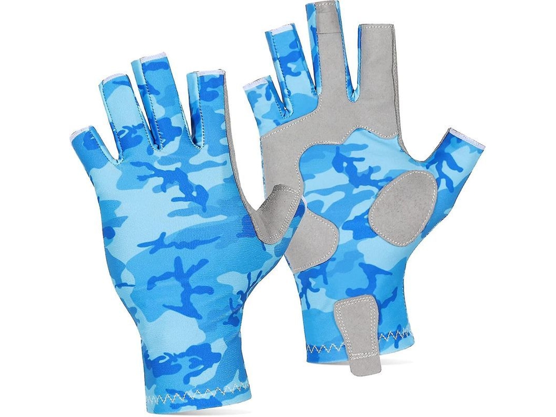 Luvas De Pesca Com Padrão Camuflado, Antiderrapante E Protetora Solar Para Todas As Estações Azul Camuflagem