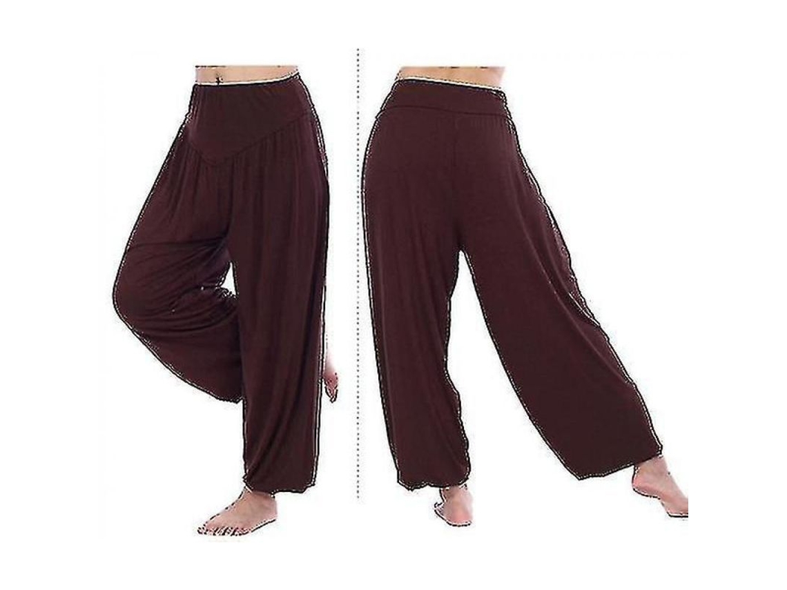 2026 pantalones de Yoga Harem para Mujer Baggy Aladdin Bloomers Ligero de Algodón M Café
