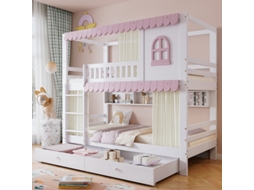 Beliche 90x200cm, Grande Espaço de Armazenamento, Prateleiras, Design Infantil, Robusta, Durável, Design Prático, Colchão Não Incluso