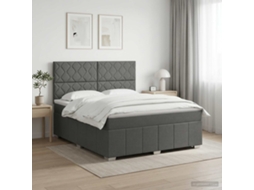 Vidaxl Cama Box Spring Com Colchão Cinzento-escuro 140 X 200 Cm Tecido