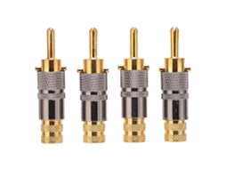 Preffair Ba1457 - Conjunto de 4 Conectores Banana de Alta Qualidade Banhados a Ouro 24k