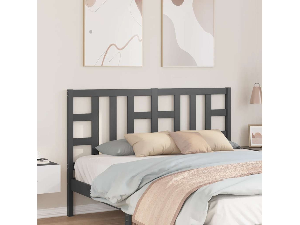 Vidaxl Cabeceira De Cama 166x4x100 Cm Pinho Maciço Cinzento