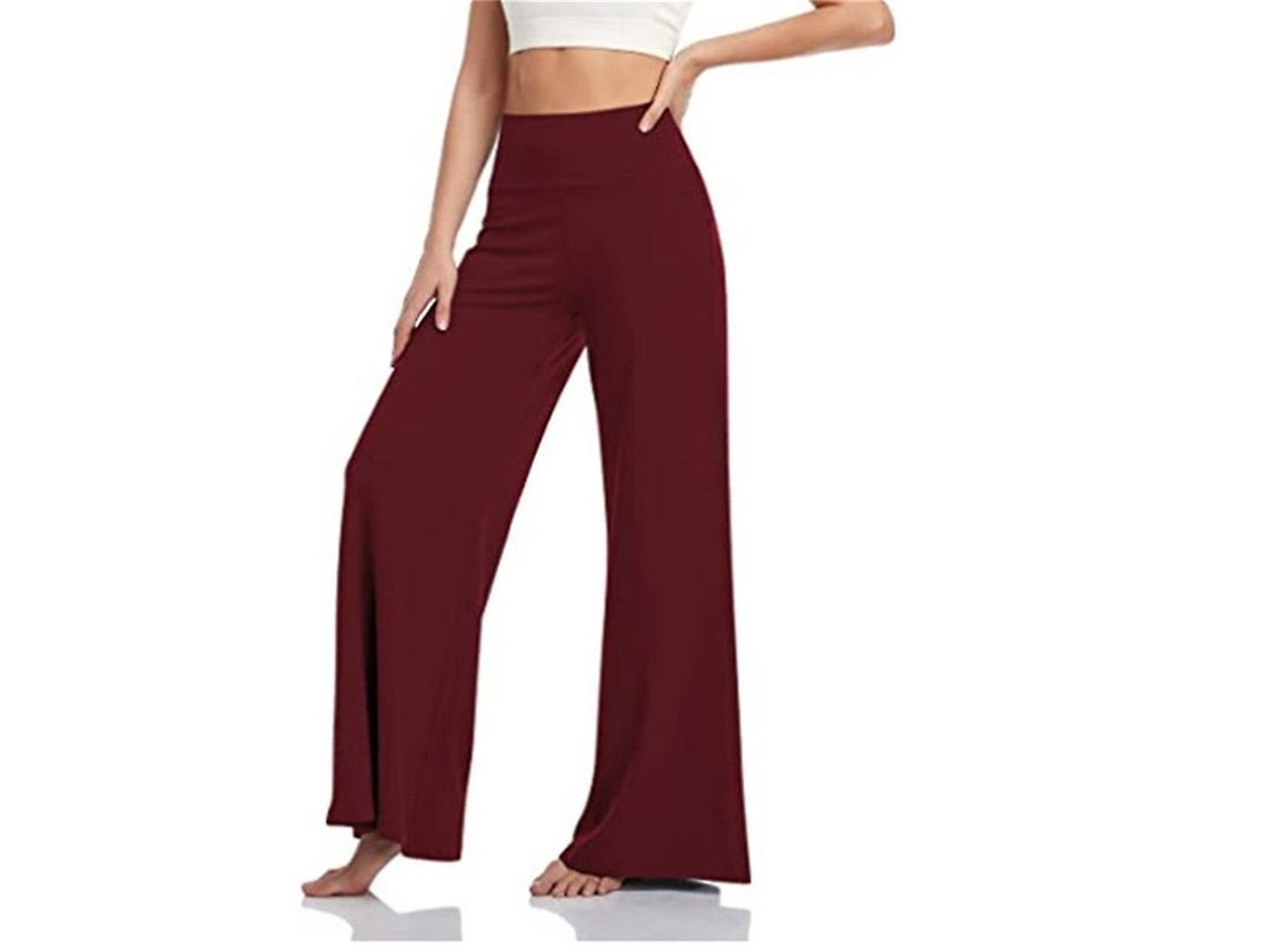 Calça de ioga feminina casual de perna larga, folgada e elástica, tamanhos P-2GG, modelo 2026