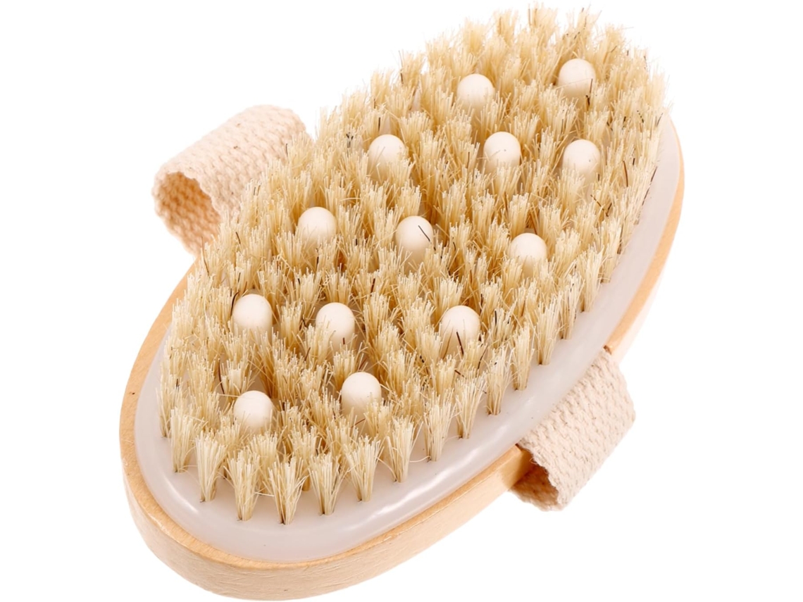 Escova De Banho Massageadora Valiclud Com Cabeça Borracha E Cerdas Naturais Bambu, Escova Corporal Esfoliante Para Pele