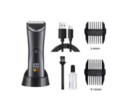 Aparador De Cabelo E Barba Recarregável Usb - Preto, Display Led, 2 Pentes Ajustáveis (3-12mm), Base De Carregamento