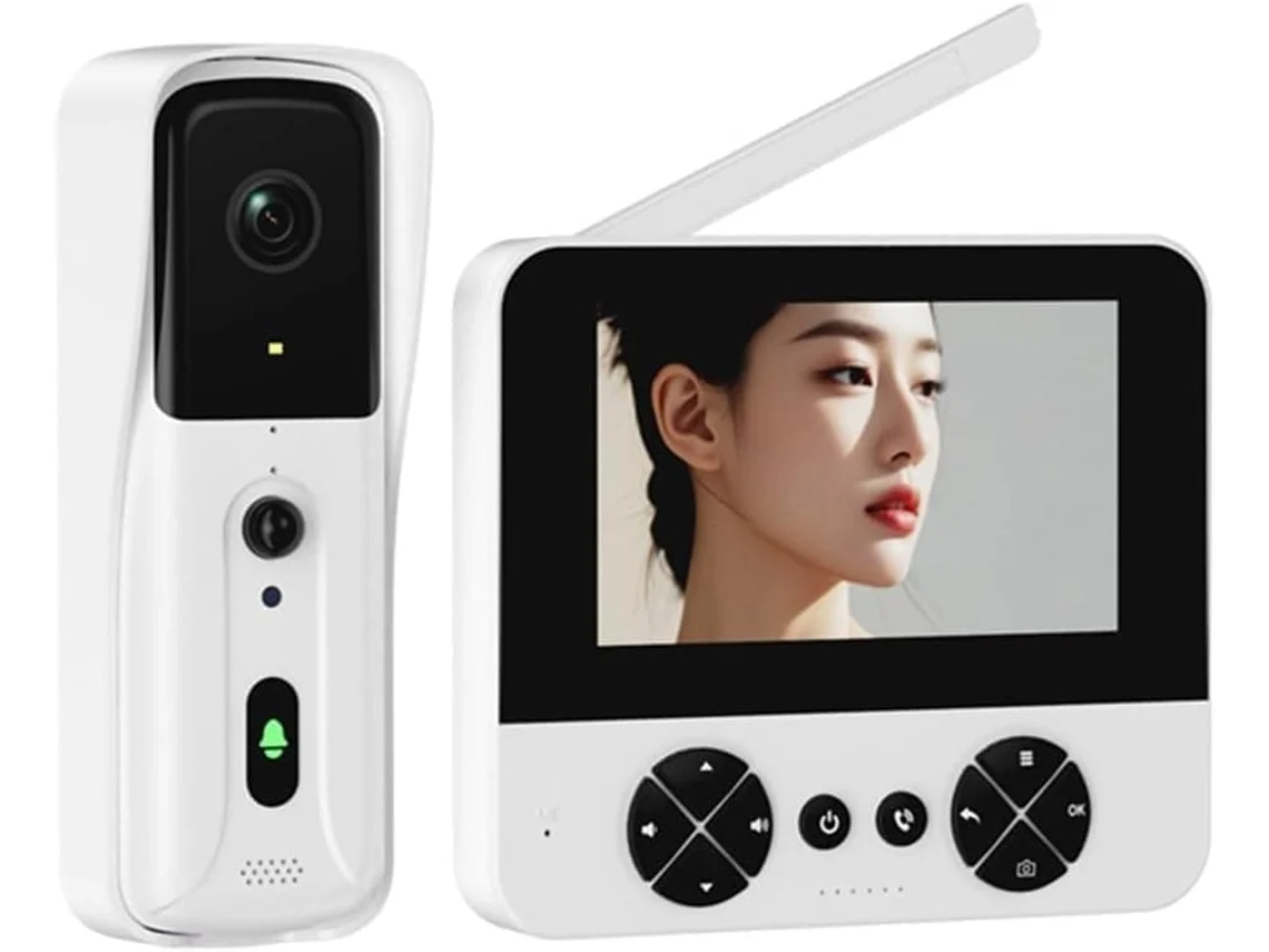 Campainha Sem Fio com Câmera e Tela 1080p, Campainha de Vídeo com Detecção de Movimento. Brilvibera_ptg