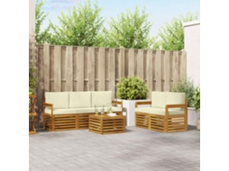 Vidaxl Conjunto De Sofás Para Exterior 6 Unid. Natural E Creme