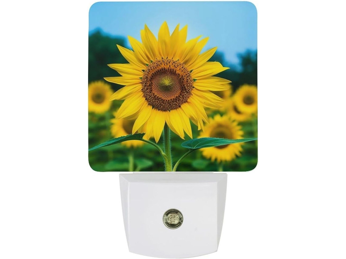 Luminária de parede noturna com sensor de movimento em formato de girassol, luz LED branca, lâmpada econômica.