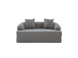 Sofá-cama Dobrável 2 Lugares Com 2 Almofadas Chenille Multifuncional Para Sala E Quarto Cinzento Claro