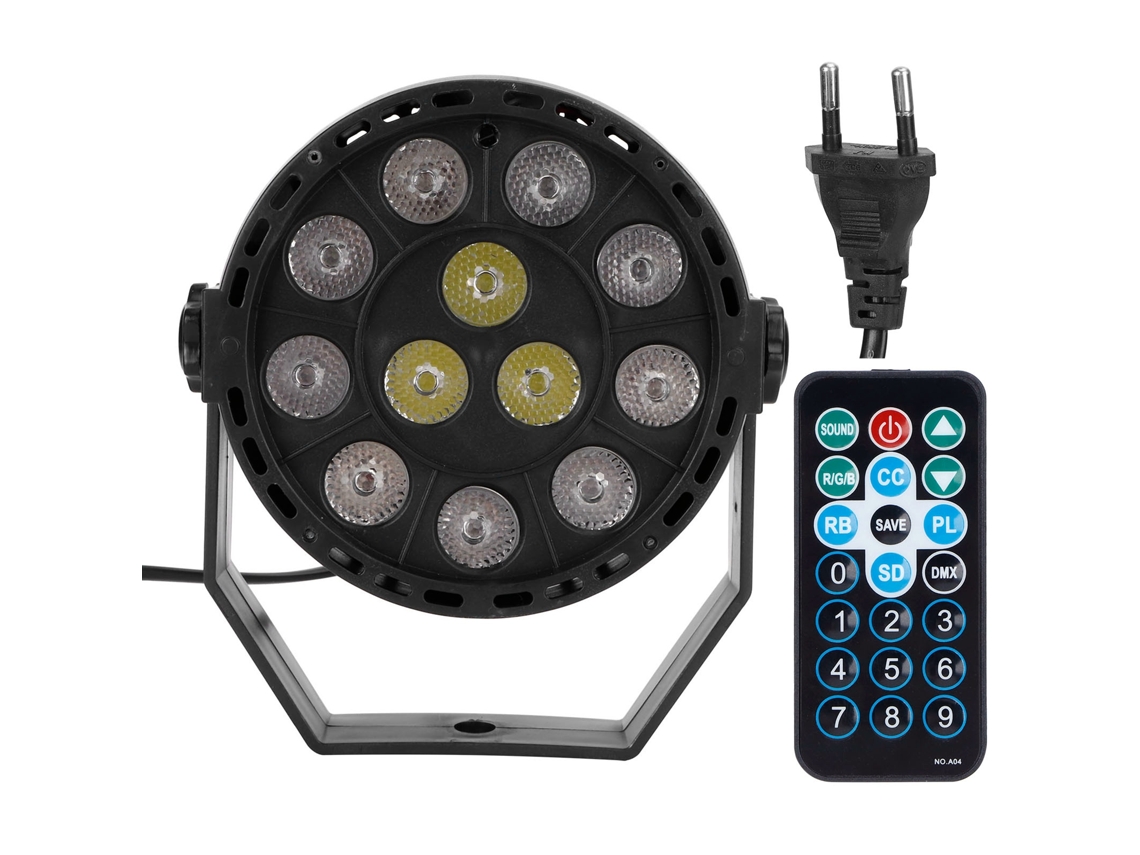 Luz de Palco Rgb com 12 Leds Controle por Som e Remoto para Festa Ktv Discoteca | S/MARCA