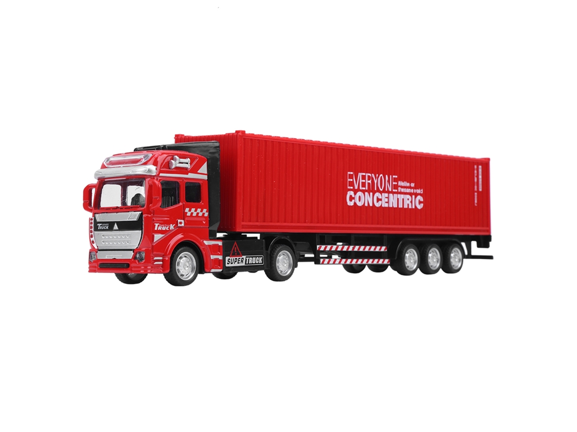 Primerox modelo de Caminhão Container de Liga 1:48 Simulação Alta Brinquedo Carro Infantil Vermelho