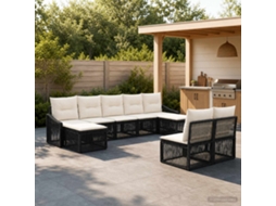 Vidaxl Conjunto De Sofá De Jardim 9 Unid. Preto Vime Pe
