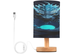 Luminária De Cabeceira Led Pequena Skyshu Com Base Madeira Antiderrapante E Cúpula Que Não Agride Os Olhos, Ideal Para