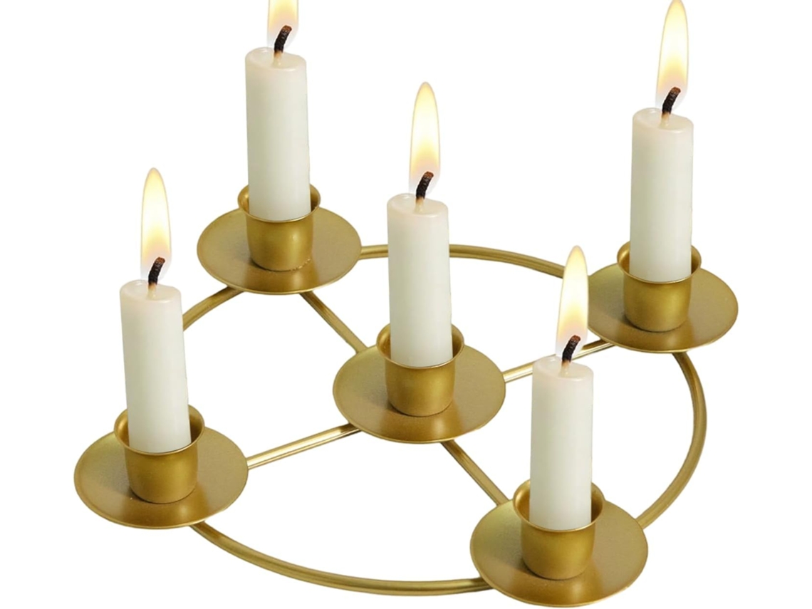 Centro De Mesa Moderno Com Castiçal Dourado |