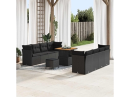 Vidaxl Conjunto De Sofá De Jardim 11 Unid. 8-número De Lugares Preto