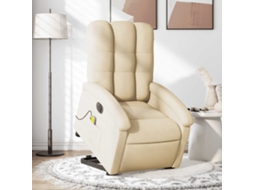 Vidaxl Poltrona Elétrica Elevatória Massagens Tecido Creme