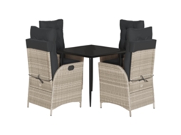 Conjunto de 5 Jantar para Jardim com Almofadões Cinzento Claro MAISON EXCLUSIVE